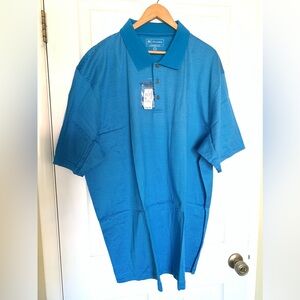 Golf Shirt Men’s Big & Tall Leadbetter Performance Collection Blue Pinstripe NWT